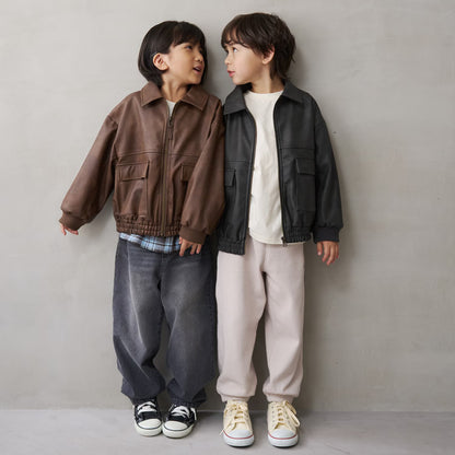 日本童裝 b・R# 仿皮皮褸外套 110-140cm 男童款 冬季(適合初秋、香港平均溫度、寒冷天氣）OUTERWEAR 【日本預售：2026年9月中旬】
