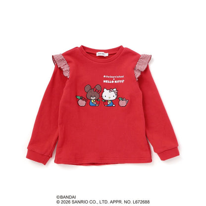 日本童裝 Slap Slip x Sanrio x 小熊學校 荷葉邊肩袖上衣 80-130cm 女童款 秋季 TOPS 其他品牌童裝 聖誕紅/新年紅