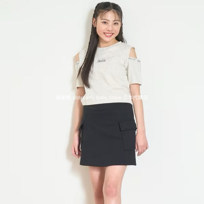 Lovetoxic Japanese children's clothing contact cold off-the-shoulder top and skirt two-piece set 140-160cm girls summer TOPS SKIRTS 