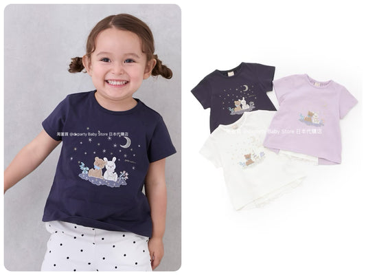 Japanese children's clothing pe#main Starry sky pupu &amp; tete tops 80-130cm girls summer TOPS 