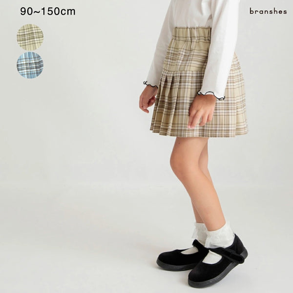 日本童裝 Branshes 百摺格仔短裙 90-150cm 女童款 秋季 SKIRTS