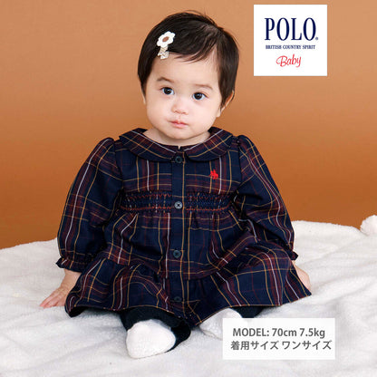 日本童裝  SLAP SLIP x POLO BCS 格仔連身裙及打底褲套裝 70-80cm 女童款 初生嬰兒 秋季 DRESSES PANTS