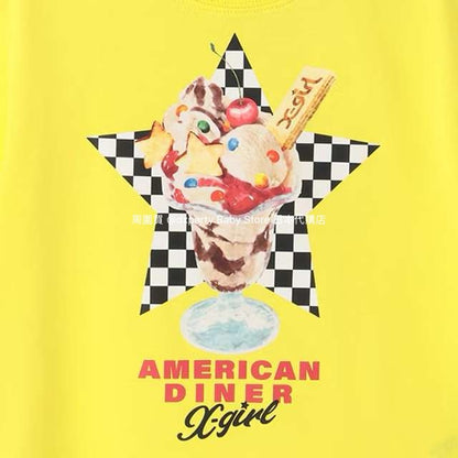 Japanese children's clothing X-girl Stages ice cream print top 80-140cm girls summer TOPS 