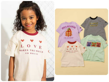 Japanese children's clothing BREEZE printed short-sleeved top 80-140cm girls summer TOPS 
