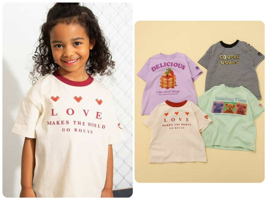 Japanese children's clothing BREEZE printed short-sleeved top 80-140cm girls summer TOPS 