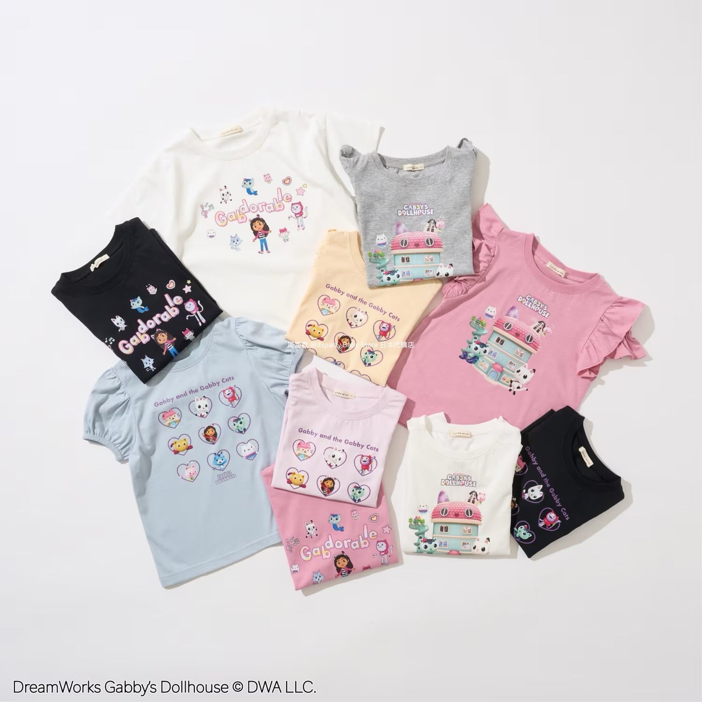 Japanese children's clothing Ly# mine x GABBY'S DOLLHOUSE small flying sleeve top 100-130cm girls summer TOPS 
