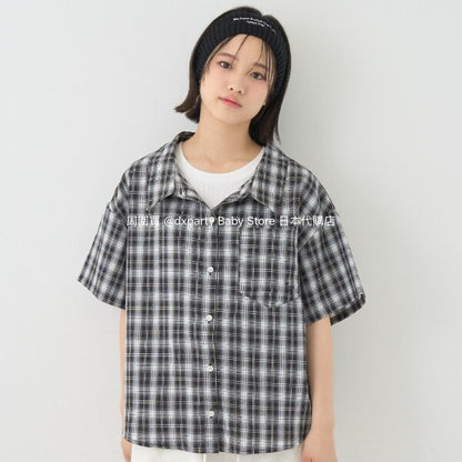 Lovetoxic Japanese children's clothing fake two-piece off-the-shoulder shirt 130-160cm girls summer TOPS 
