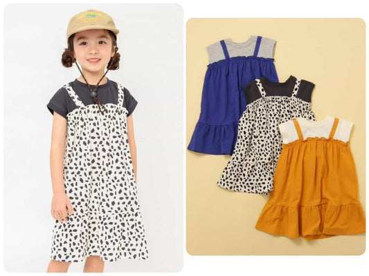 BREEZE Fake Two-Piece French Sleeve Dress (80-140cm) for Girls (Summer Dress) 
