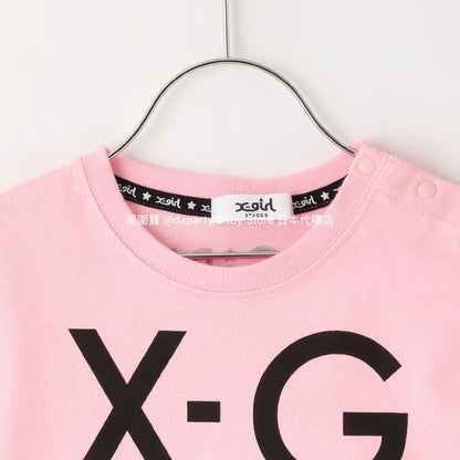 Japanese X-girl Stages Casual Two-Piece Set (90-140cm) for Girls (Summer TOPS SKIRTS) 