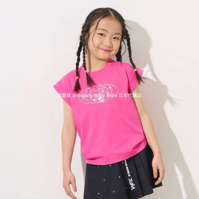 Japanese children's clothing X-girl Stages rhinestone print top 90-140cm girls summer TOPS 