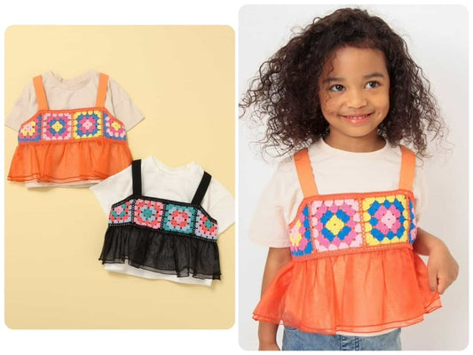 Japanese children's clothing BREEZE crochet two-piece suit 80-140cm girls summer TOPS 