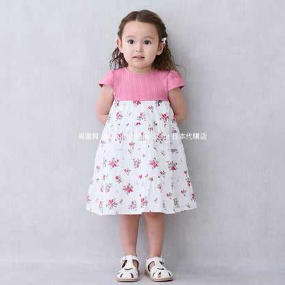 Japanese children's clothing pe#main patchwork dress 80-130cm girls summer dresses 