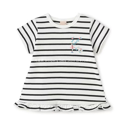 Japanese children's clothing pe#main embroidered English lettering top 80-130cm girls summer TOPS 