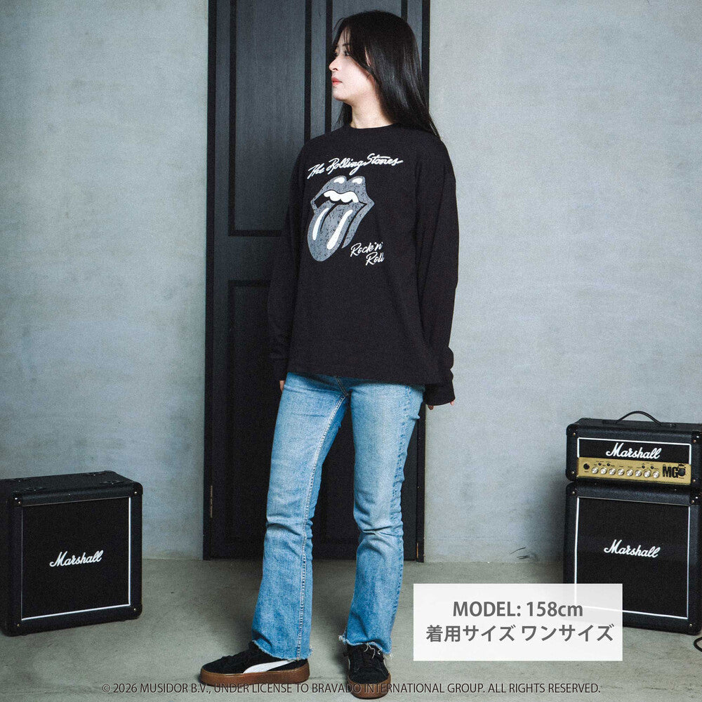 日本童裝 Slap Slip x The Rolling Stones 前後印花長袖上衣 Free Size 大人款 秋季 TOPS 其他品牌童裝