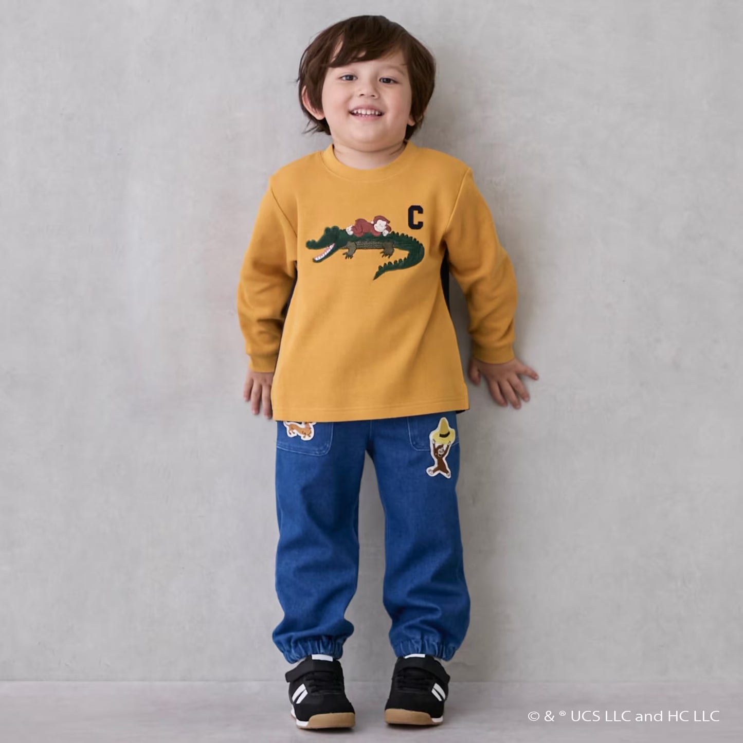 日本童裝 pe#main x Curious George 工裝長褲 80-130cm 男童款 冬季 PANTS