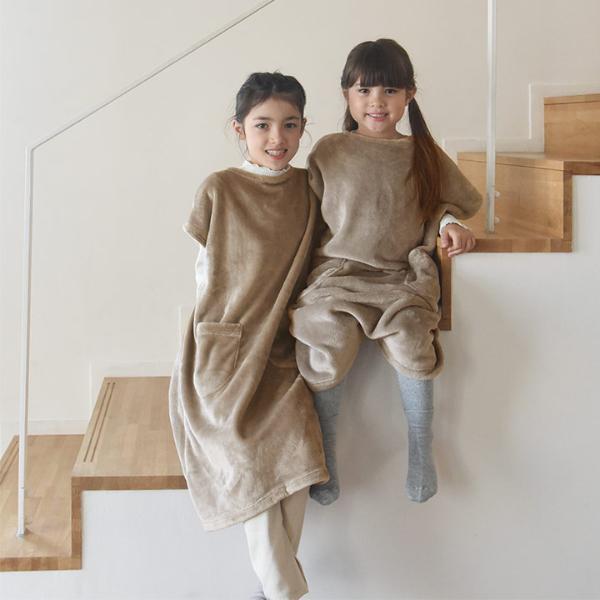 日本直送 超細纖維絨毛套頭睡袋/家居服 100-140cm 親子裝 男童款/女童款 秋冬季 睡袋系列