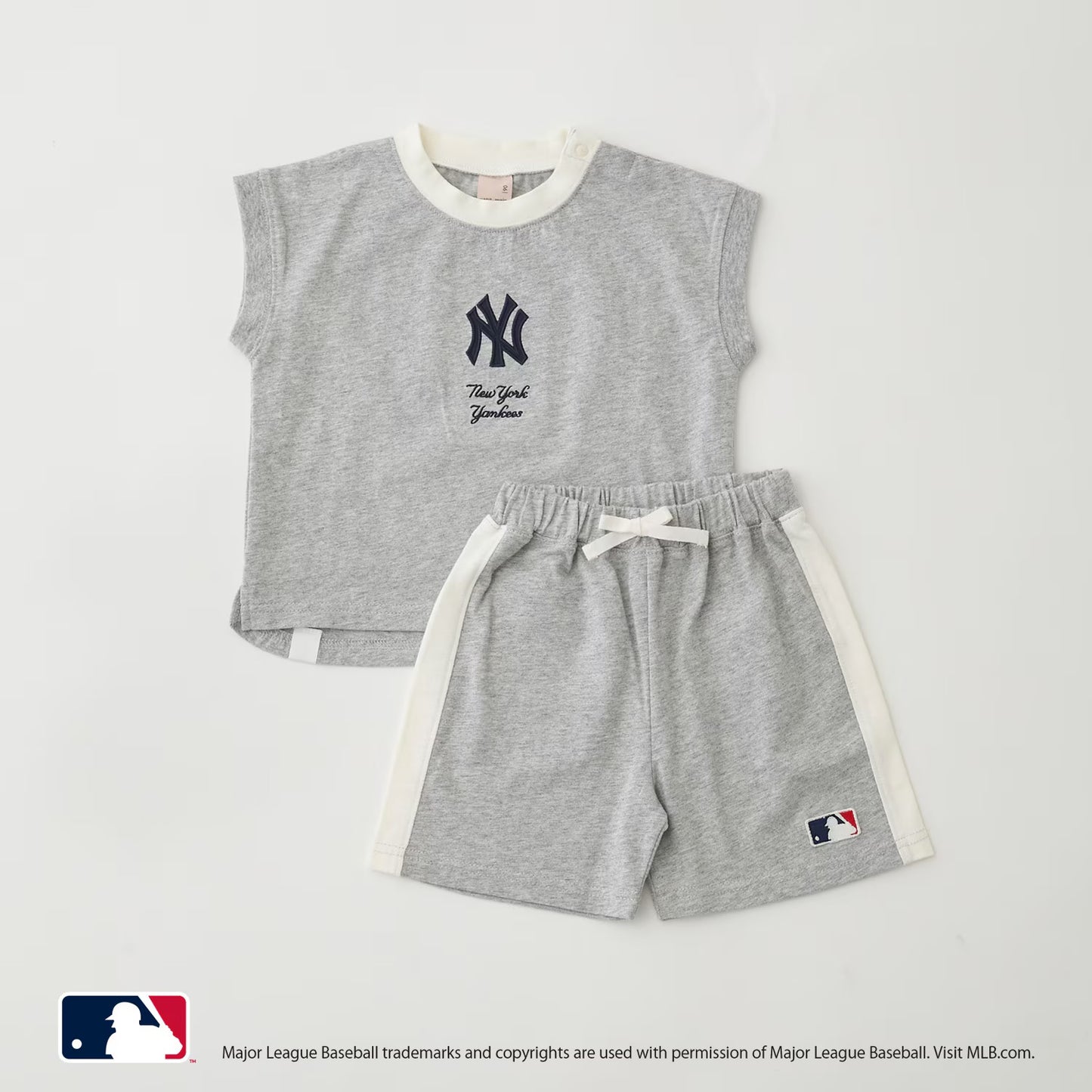日本童裝 pe#main x 【MLB】上衣短褲兩件套裝 80-130cm 男童款 夏季 TOPS PANTS