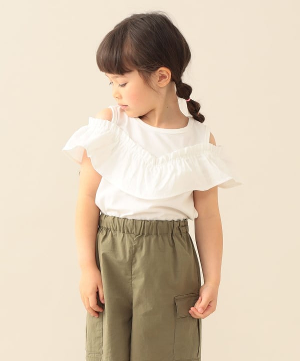 日本童裝 BE#AMS mini 荷葉邊露肩上衣 90-140cm 女童款 夏季 TOPS
