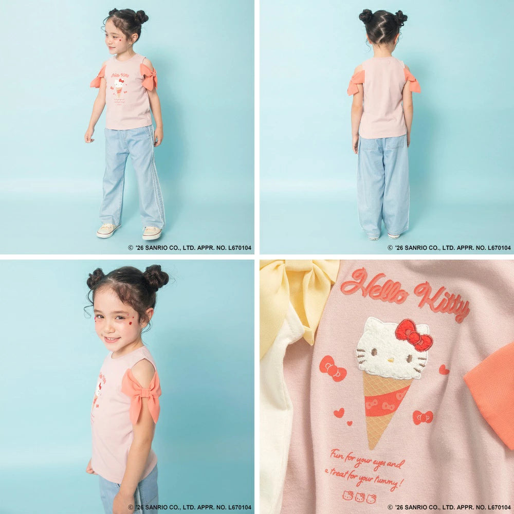 日本童裝 Branshes x Sanrio 雪紡露肩上衣 90-130cm 女童款 夏季 TOPS