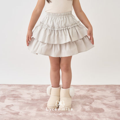 日本童裝 Ly# mine 層疊蛋糕短裙 100-150cm 女童款 冬季 SKIRTS 聖誕紅/新年紅