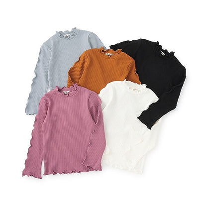 日本童裝 Ly# mine 木耳邊高領上衣 100-150cm 女童款 秋季 TOPS