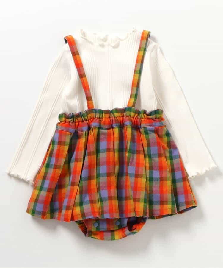 日本童裝 BREEZE 上衣及格仔連衣 80cm 女童款 初生嬰兒 冬季 Jumpsuit Christmas 聖誕快樂特輯 聖誕服裝/飾物配件 聖誕紅/新年紅