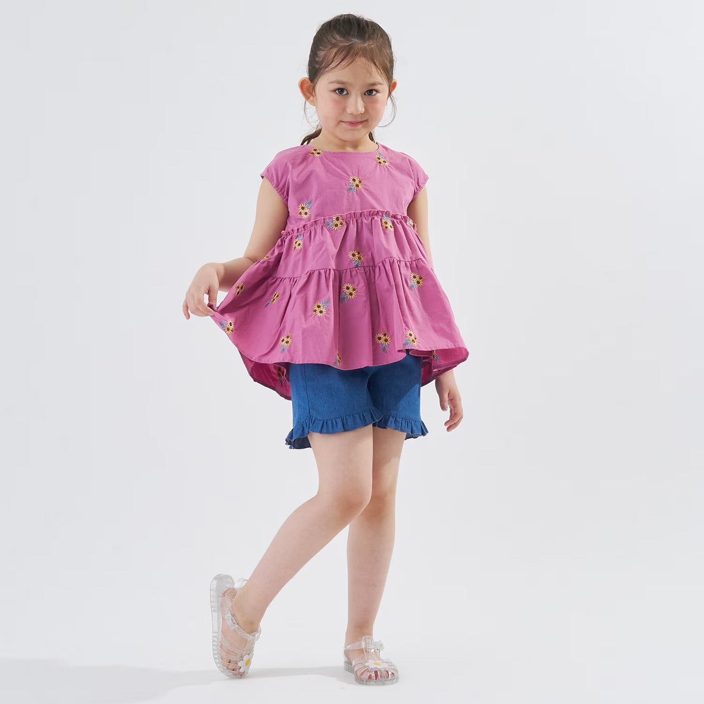 Japanese children's clothing Ly# mine tank top and shorts set 100-150cm girls summer TOPS PANTS 