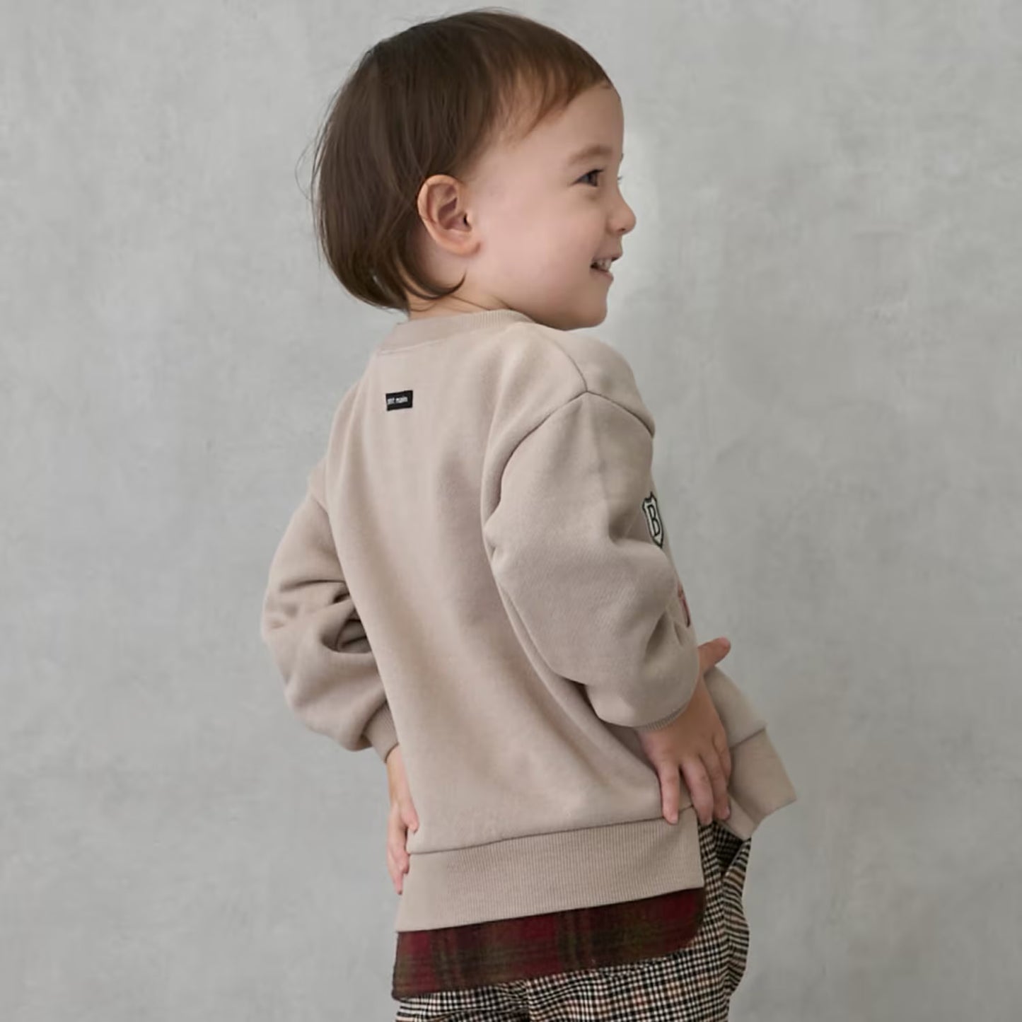 日本童裝 pe#main 假兩件熊仔衛衣 80-130cm 男童款 冬季 TOPS