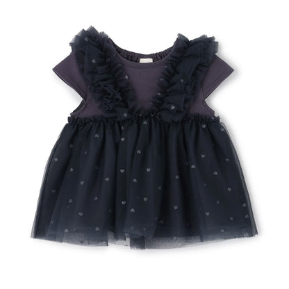 日本童裝 pe#main 假兩件薄紗拼接上衣 80-130cm 女童款 夏季 TOPS