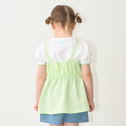 Japanese children's clothing Ly# mine tank top and shorts set 100-150cm girls summer TOPS PANTS 
