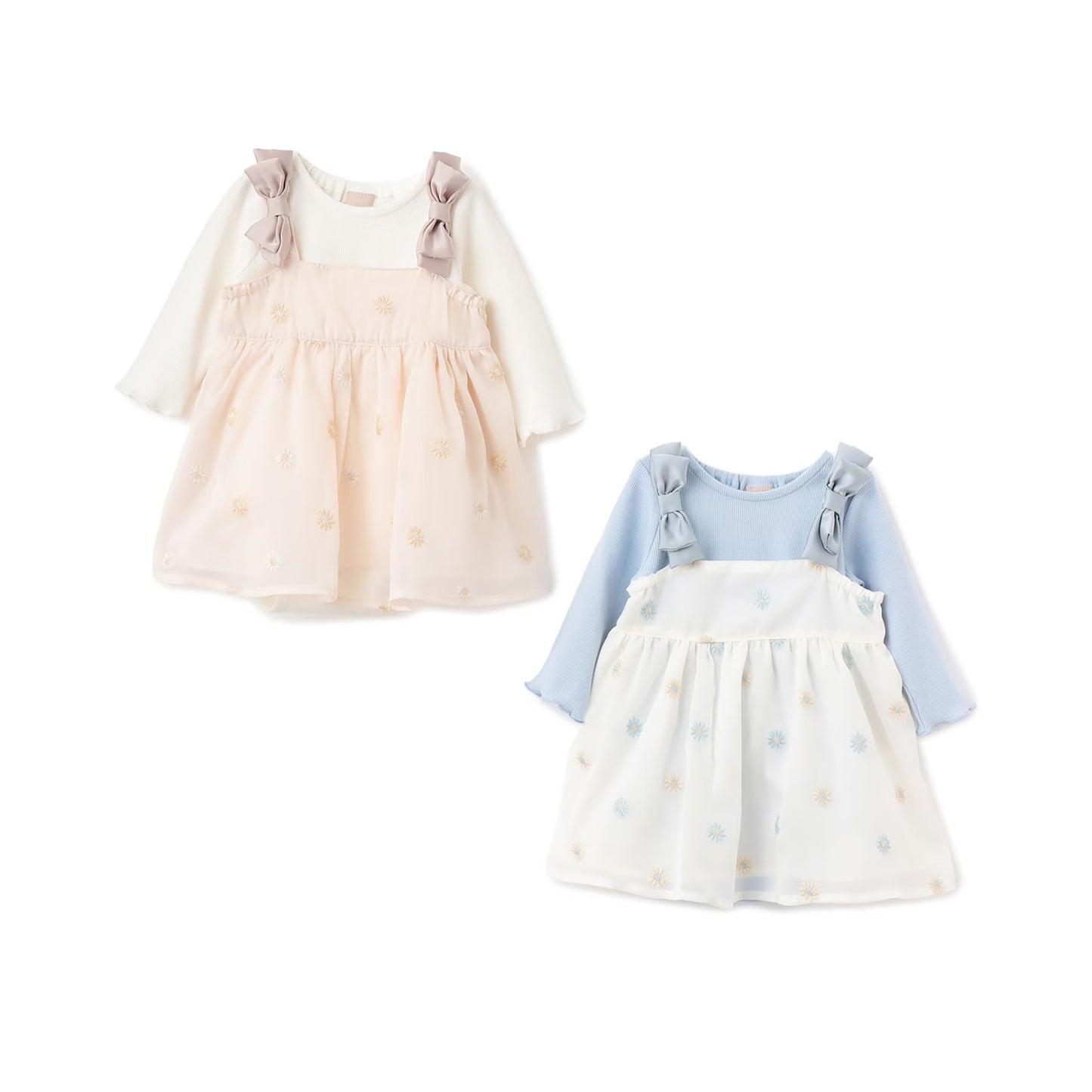 日本童裝 pe#main 花刺繡吊帶裙及連衣兩件套裝 70-80cm 女童款 初生嬰兒 夏季 Jumpsuit DRESSES