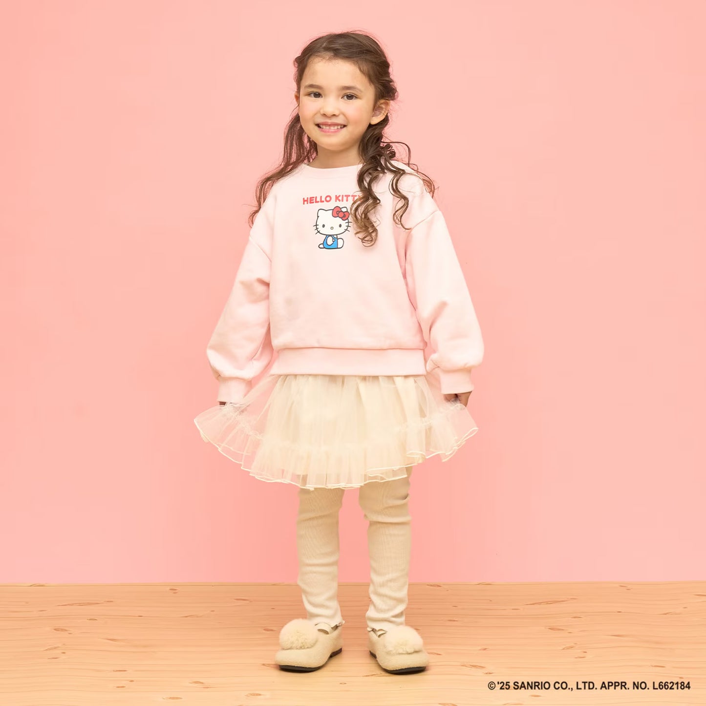 日本童裝 Ly# mine x Sanrio 速乾系列 2Way 前後兩著 Hello Kitty 3D絲帶衛衣 100-140cm 女童款 冬季 TOPS