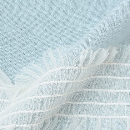 日本童裝 Ly# mine 抓毛緞帶薄紗拼接衛衣 100-150cm 女童款 冬季 TOPS