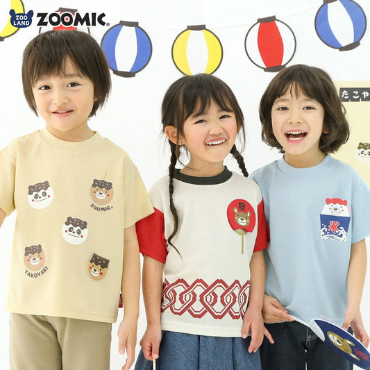 Japanese children's clothing ZOOMIC cool touch summer festival celebration mesh T-shirt 80-130cm boys/girls summer TOPS other brand children's clothing 