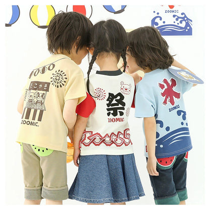 Japanese children's clothing ZOOMIC cool touch summer festival celebration mesh T-shirt 80-130cm boys/girls summer TOPS other brand children's clothing 