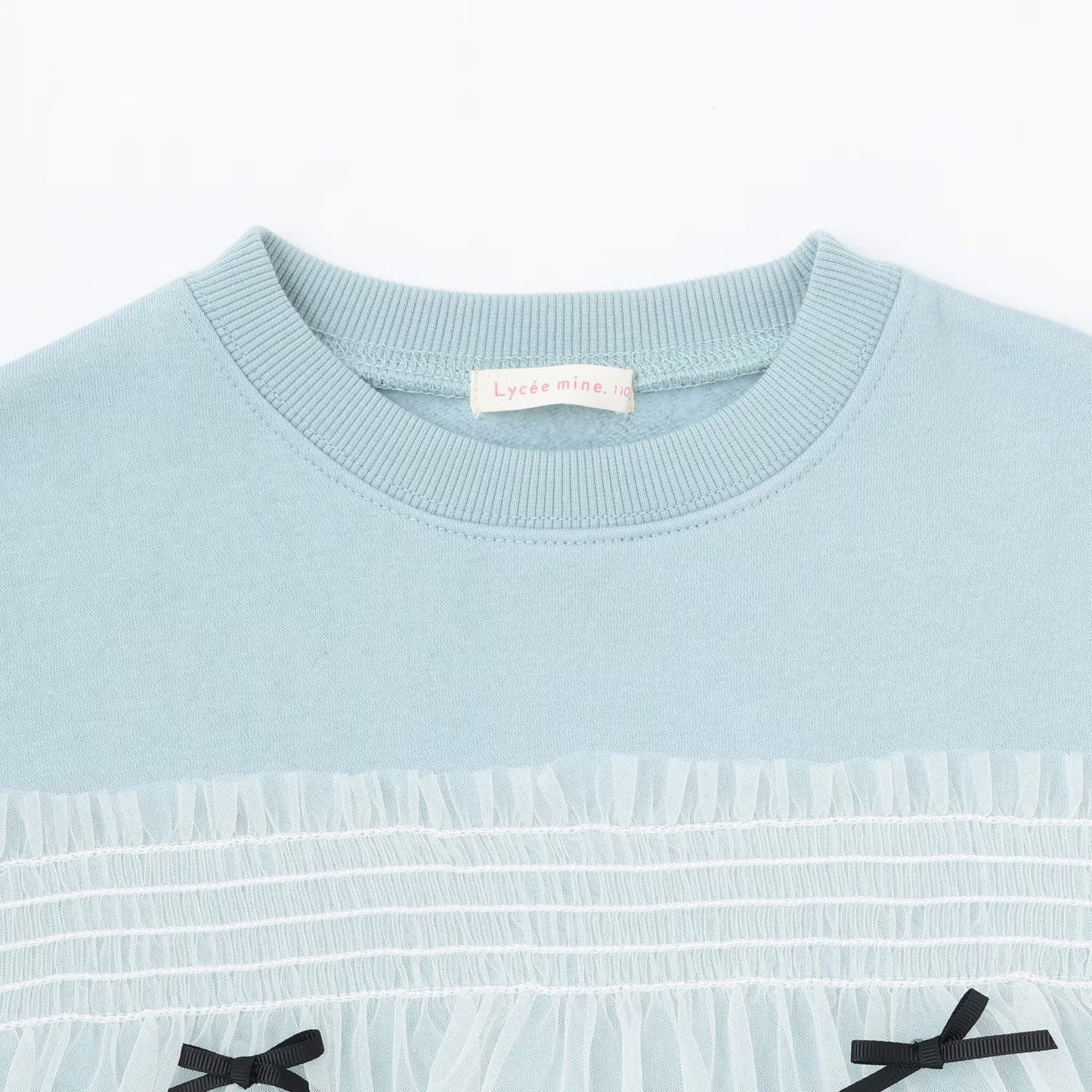 日本童裝 Ly# mine 抓毛緞帶薄紗拼接衛衣 100-150cm 女童款 冬季 TOPS