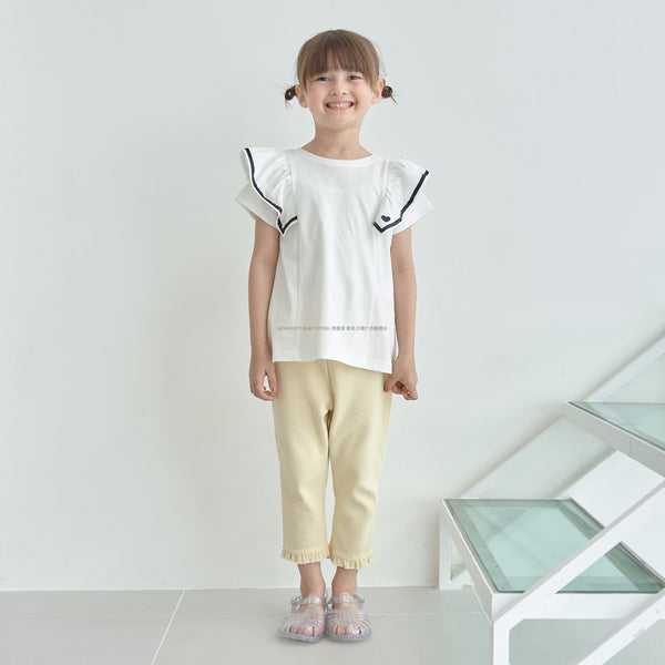 日本童裝 Ly# mine 接觸冷感 皺褶七分長褲 100-140cm 女童款 夏季 PANTS