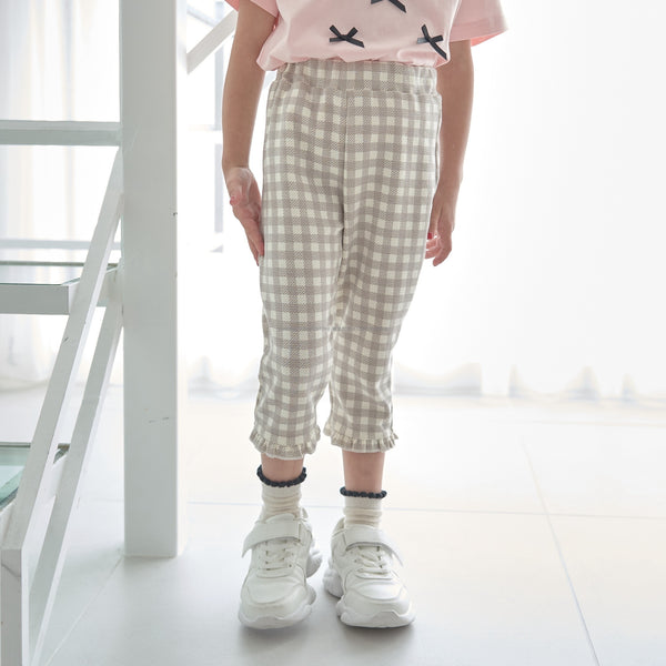 日本童裝 Ly# mine 接觸冷感 皺褶七分長褲 100-140cm 女童款 夏季 PANTS