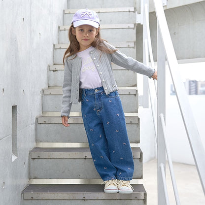 Japanese children's clothing Ly# mine embroidered denim pants 100-150cm girls spring and summer PANTS 