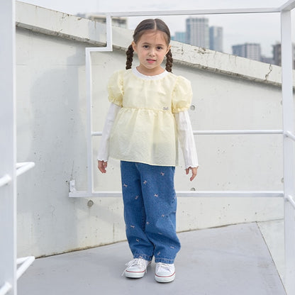 Japanese children's clothing Ly# mine embroidered denim pants 100-150cm girls spring and summer PANTS 