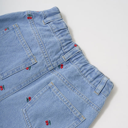 Japanese children's clothing Ly# mine embroidered denim pants 100-150cm girls spring and summer PANTS 