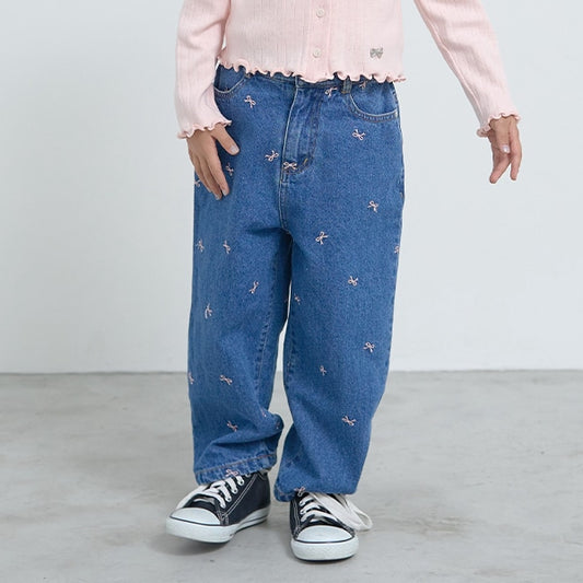 Japanese children's clothing Ly# mine embroidered denim pants 100-150cm girls spring and summer PANTS 