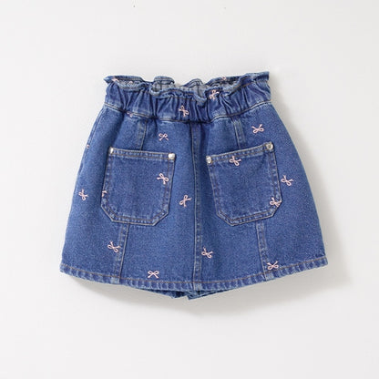 Japanese children's clothing Ly# mine embroidered denim skirt pants 100-150cm girls spring and summer PANTS 