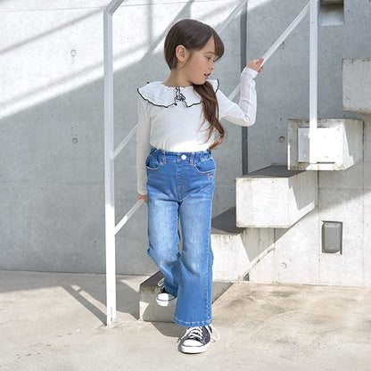 Japanese children's clothing Ly# mine flared jeans 100-150cm girls spring and summer PANTS 