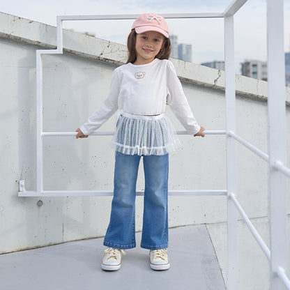 Japanese children's clothing Ly# mine flared jeans 100-150cm girls spring and summer PANTS 