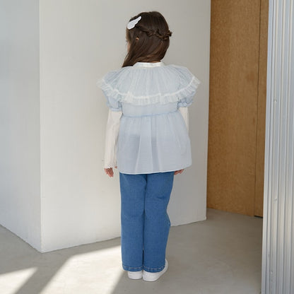 Japanese children's clothing Ly# mine 2Way tulle accessories girls' spring and summer TOPS SKIRTS 