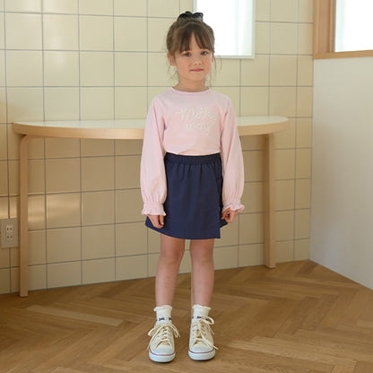 Japanese children's clothing Ly# mine puff sleeve embroidered letter top 100-150cm girls spring and summer TOPS 