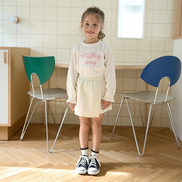 Japanese children's clothing Ly# mine puff sleeve embroidered letter top 100-150cm girls spring and summer TOPS 