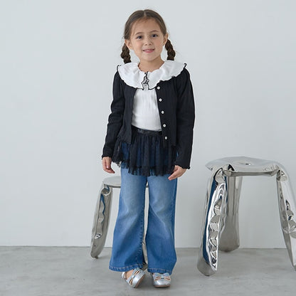 Japanese children's clothing Ly# mine 2Way front and back two-piece lotus leaf collar top 100-150cm girls spring and summer TOPS 