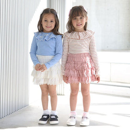 Japanese children's clothing Ly# mine 2Way front and back two-piece lotus leaf collar top 100-150cm girls spring and summer TOPS 